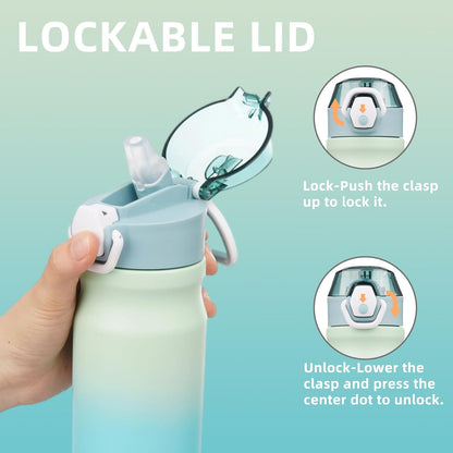 Konokyo 18 oz Insulated Water Bottle with Straw Lid, Stainless Steel Vacuum Sports Water Bottle, Leak-Proof Reusable Metal Flask with Carry Loop, BPA-Free Travel Bottle for Gym, School, Office