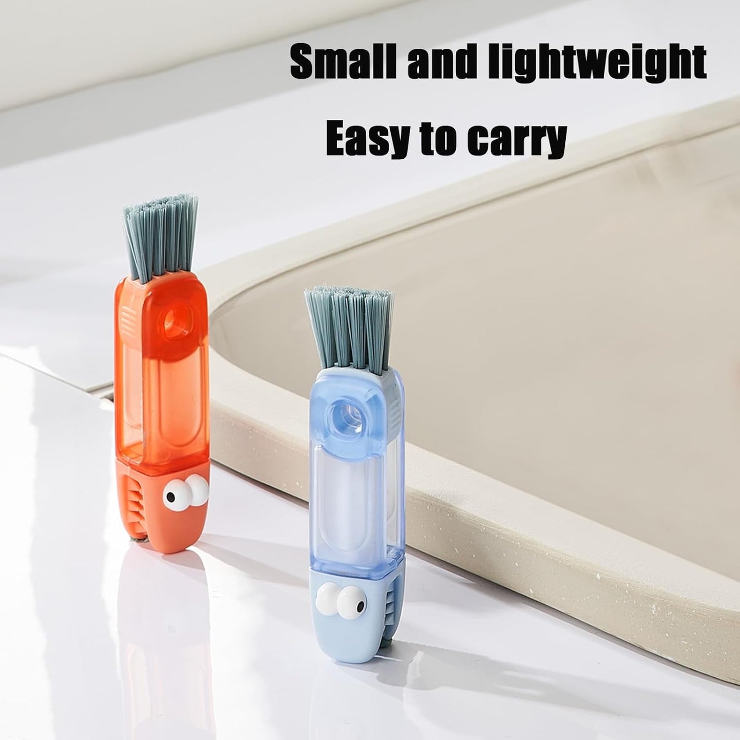 PandaEar 3-in-1 Crocodile Bottle Lid Cleaning Brush Set, Tiny Crevice Gap Cleaner for Insulated Tumblers, Sport Water Bottles & Baby Bottles, 3 PCS Brush for Lids & Straws (Blue/Orange/Green)
