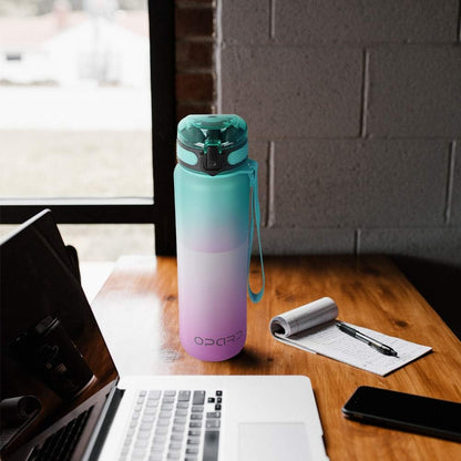 Opard Zip 32oz Plastic Water Bottle Dishwasher Safe, Leakproof Flip-Top Lid, BPA Free Tritan, Wide Mouth Reusable Sports Water Bottle for Gym Hiking Commuting Outdoor Travel and School