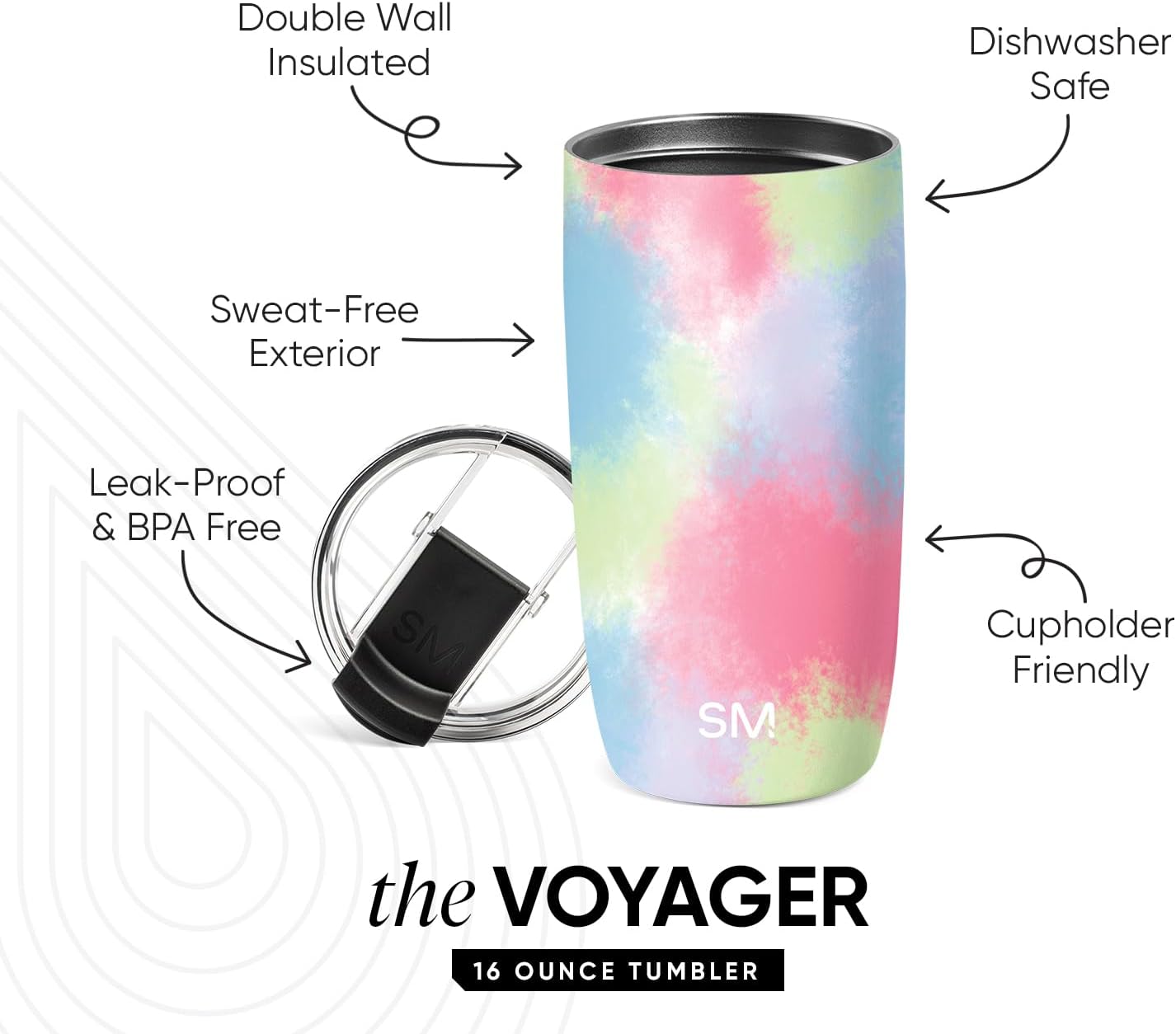 Simple Modern Voyager Tumbler with Flip Lid | Travel Coffee Mug | Insulated Stainless Steel Cold Brew Iced or Hot Coffee Cup | Gifts for Women Men Her Him | 16oz, Almond Birch