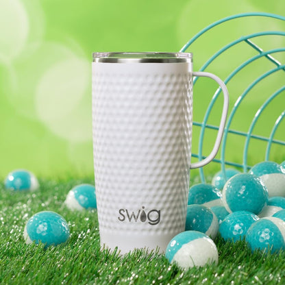 Swig Life 18oz Travel Mug, Insulated Tumbler with Handle and Lid, Cup Holder Friendly, Dishwasher Safe, Stainless Steel, Travel Coffee Cup (Honey Meadow)