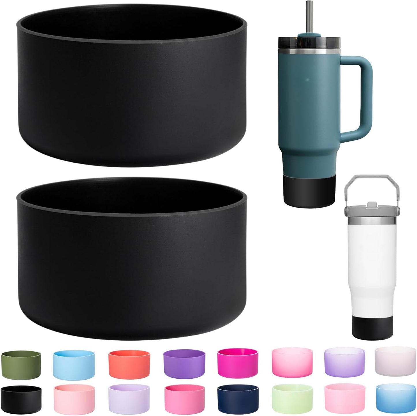 2-Pack Silicone Boot for Stanley Cup 30oz & 40oz, Anti-Slip & Noise Reducing Bottom Protector, BPA-Free Tumbler Base Cover for Quencher H2.0 30/40oz & IceFlow 20/30oz, Accessories for Car & Travel