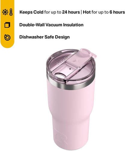 RTIC 20oz Essential Tumbler with Lid, Ceramic Lined, Insulated, Stainless Steel, Metal, Double Wall Vacuum-Insulation, Travel Cup for Iced Coffee, Tea, Hot and Cold Drink, Graphite