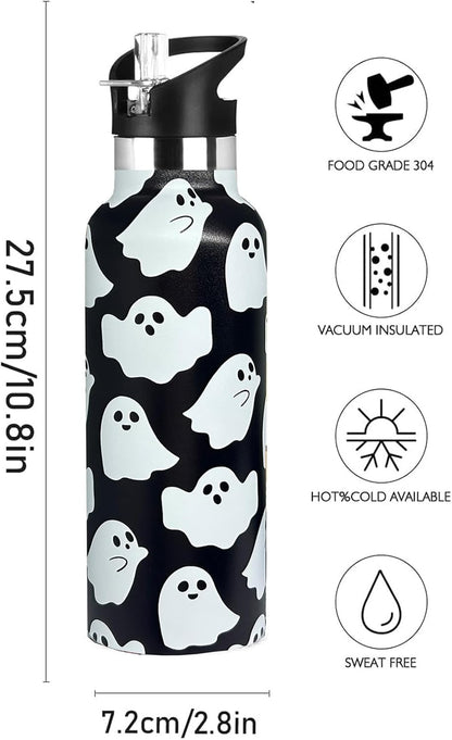 Pickleball Sport Water Bottle with Straw, Vacuum Insulated Stainless Steel Thermal Drinking Travel Mug Cups For Gym Fitness Camping-20oz/600ml