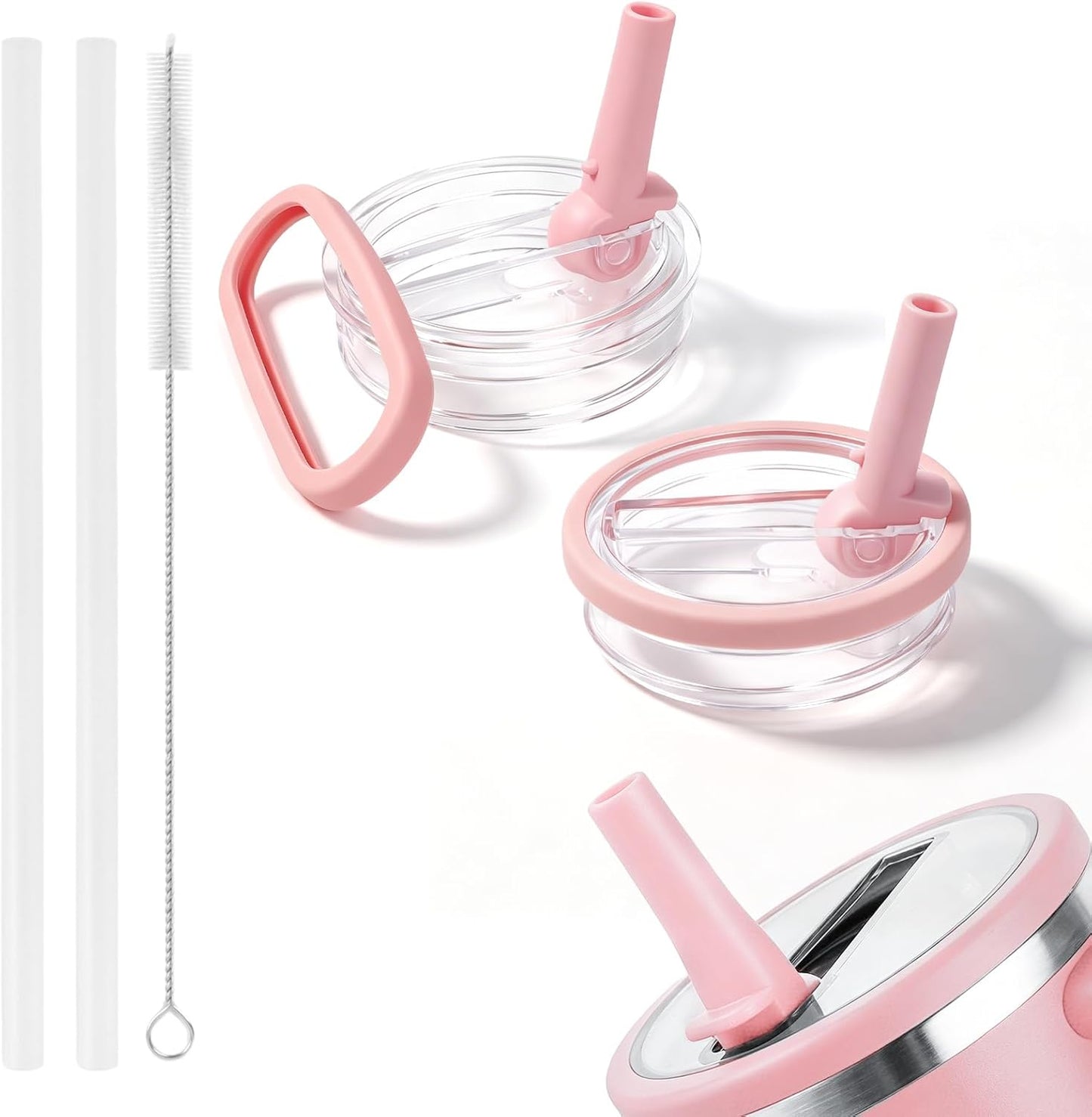 2 Pack 30 oz Flip Straw Leak Proof Lid for Stanley Quencher H2.0, Spill Proof Tumbler Lid Replacement, BPA Free Reusable No Spill Straw Lid for Stanley Accessories