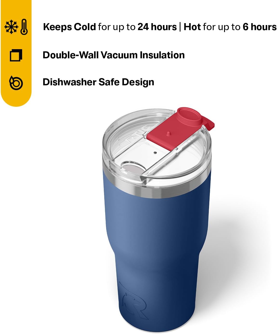 RTIC 20oz Essential Tumbler with Lid, Ceramic Lined, Insulated, Stainless Steel, Metal, Double Wall Vacuum-Insulation, Travel Cup for Iced Coffee, Tea, Hot and Cold Drink, Graphite