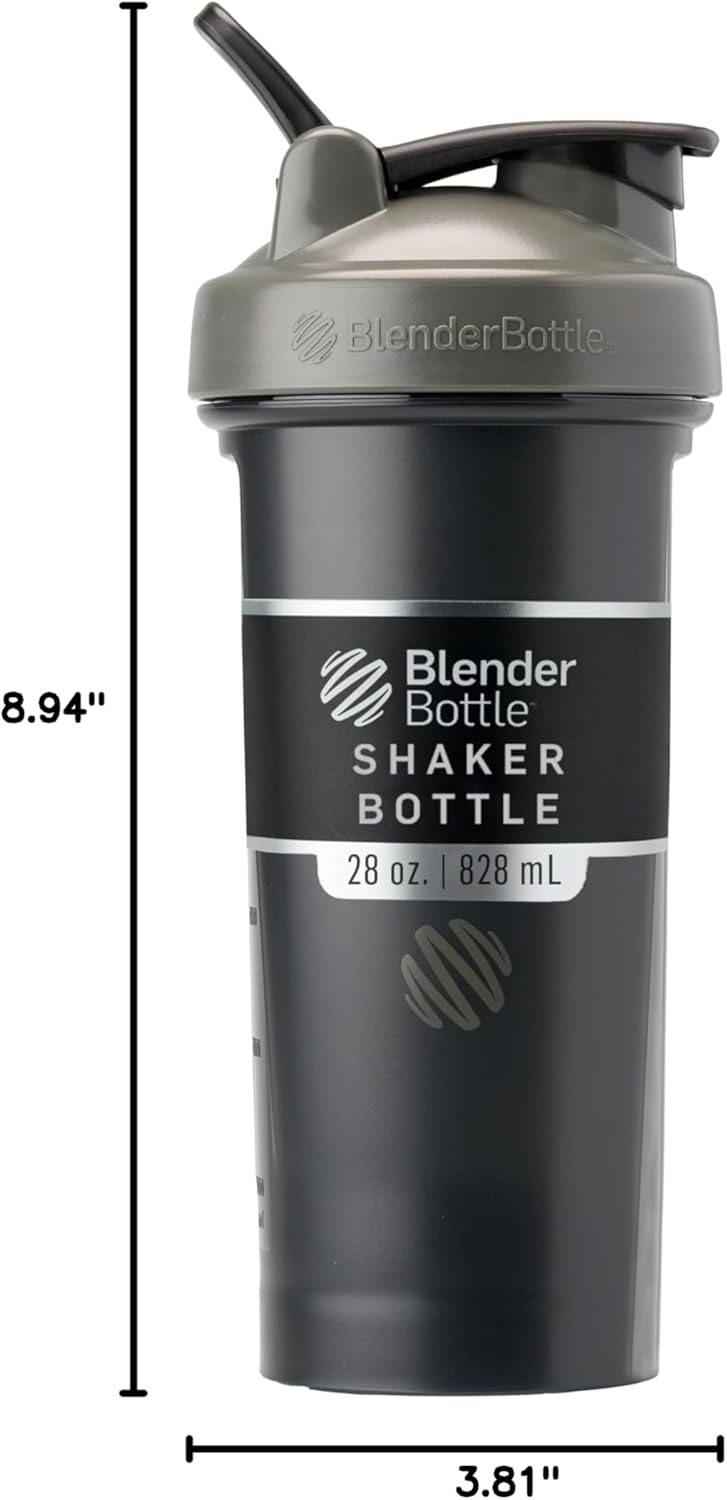 BlenderBottle Classic V2 Shaker Bottle Perfect for Protein Shakes and Pre Workout, 20-Ounce, Clear/Black
