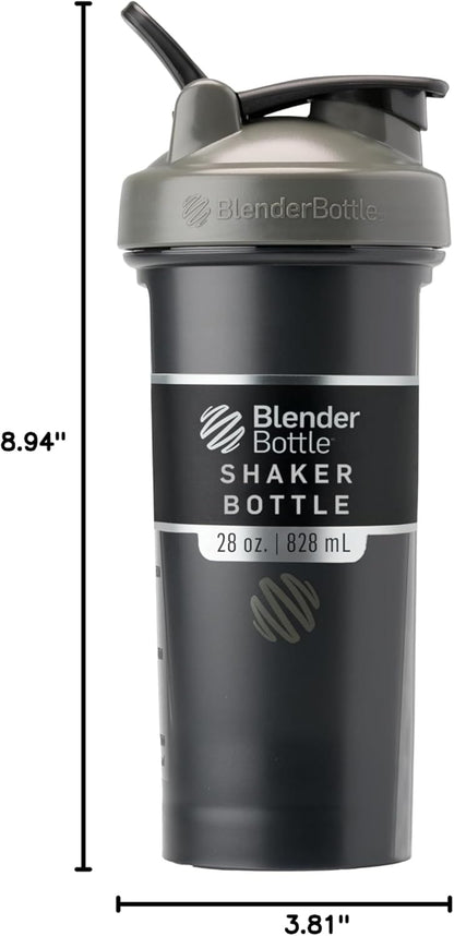 BlenderBottle Classic V2 Shaker Bottle Perfect for Protein Shakes and Pre Workout, 20-Ounce, Clear/Black