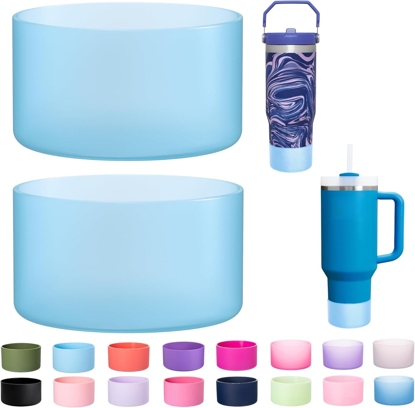 2-Pack Silicone Boot for Stanley Cup 30oz & 40oz, Anti-Slip & Noise Reducing Bottom Protector, BPA-Free Tumbler Base Cover for Quencher H2.0 30/40oz & IceFlow 20/30oz, Accessories for Car & Travel