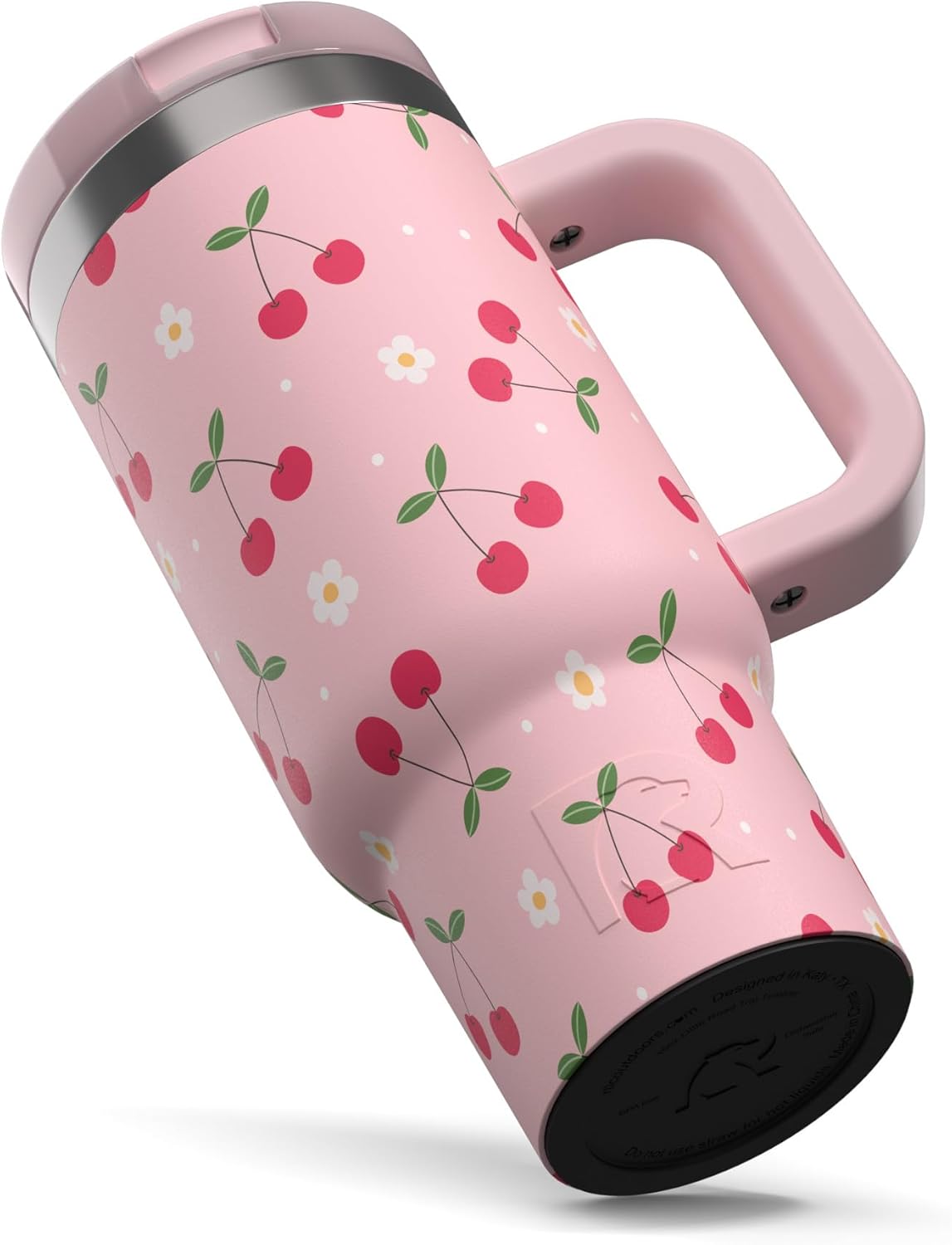 RTIC Little Road Trip Tumbler 16oz for Kids with Straw Lid and Handle, Ceramic Lined, Insulated Stainless Steel Travel Water Mug Cup, Leak-Proof, RTIC Ice Glitter