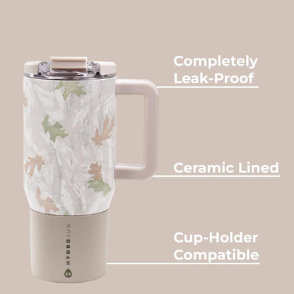 HydroJug Coffee Traveler 20 oz - Leak-Resistant, Ceramic-Lined Insulated Travel Coffee Mug for Hot or Cold Drinks with Flip Lid & Handle, Dishwasher Safe Coffee Tumbler, Cascade