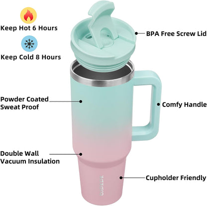 BJPKPK 30oz Stainless Steel Insulated Tumbler With Handle And Lid Straw Travel Coffee Mug Thermal Cup,Black