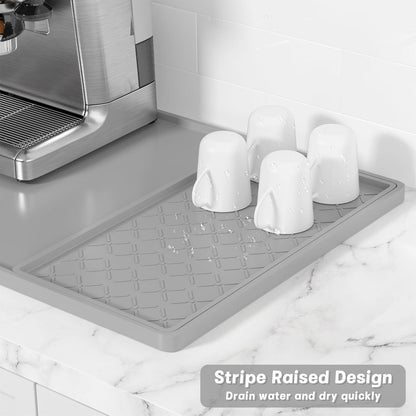 Rnivvi Silicone Coffee Mat, 16" x 24" Waterproof Raised Edge Coffee Bar Mats for Espresso Machine Station Accessories, Heat Resistant Detachable Dish Drying Pad for Kitchen Counter, Dish Rack, Green