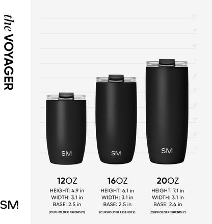 Simple Modern Voyager Tumbler with Flip Lid | Travel Coffee Mug | Insulated Stainless Steel Cold Brew Iced or Hot Coffee Cup | Gifts for Women Men Her Him | 16oz, Almond Birch