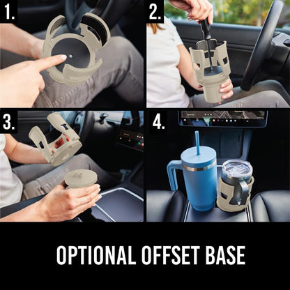 GORILLA GRIP Patent Pending Adjustable Car Cup Holder Expander, Keeps Water Bottle Secure, Expands to Fit 18 to 48 oz Large Bottles, Yeti, Owala, Stanley with Handle, Coffee Mug Insert for Cars, Black