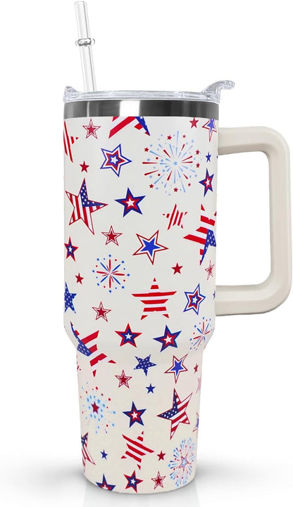 Ceovfoi 40 oz Pickleball Coffee Mug Vacuum Insulated Travel Tumbler with Handle, Lid & Straw - Perfect Pickleball Gifts for Players, Coaches, Lovers | Pickleball Accessories