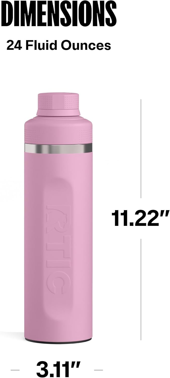 RTIC 24oz Refuel Water Bottle with Workout Protein Shaker, Insulated, Stainless Steel, Metal, Double Wall Vacuum-Insulation, Ceramic Lined, Leak-Proof Chug Lid, Tumbler, Black