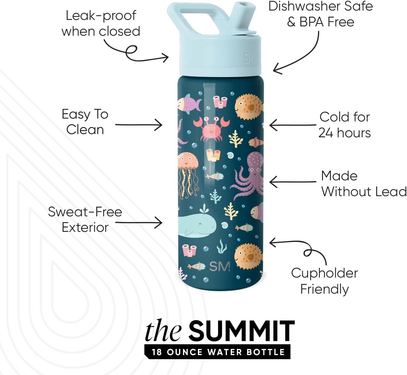 Simple Modern Kids Water Bottle with Straw Lid | 14oz Insulated Stainless Steel Kids Tumbler & Spill Proof Toddler Cup for School, Girls, Boys | Summit | Chloe Floral - Colors B