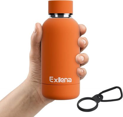 Exllena Slim Insulated Water Bottles for Travel 18oz with Clip, Double Wall Vacuum Stainless Steel Water Bottle Keeps Drinks Cold 24 Hrs/Hot 12 Hrs, 100% Leakproof, BPA Free(Black)