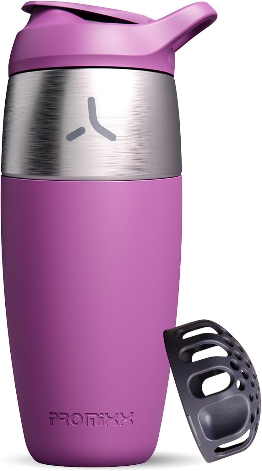 32oz Stainless Steel Protein Shaker Bottle – Leak-Proof Metal Shaker Cup with Snap-Fit Agitator for Smooth, Clump-Free Shakes – BPA-Free, Odor Resistant, Easy to Clean