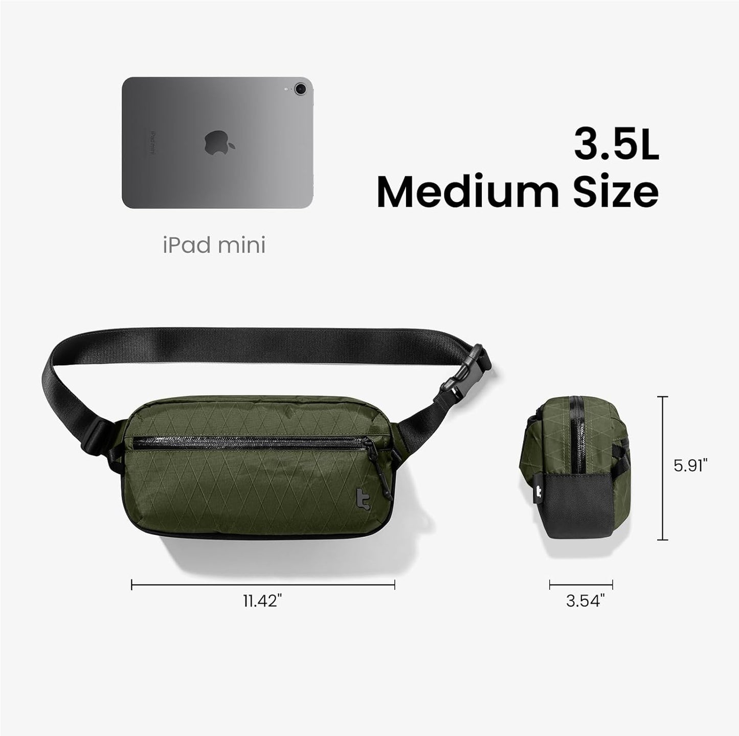 tomtoc 3.5L Sling Bag with RFID Blocking, Crossbody Bag Chest Shoulder Pack for Men and Women, Water-resistant Lightweight Casual Waist Fanny Pack for Travel/Daily Use