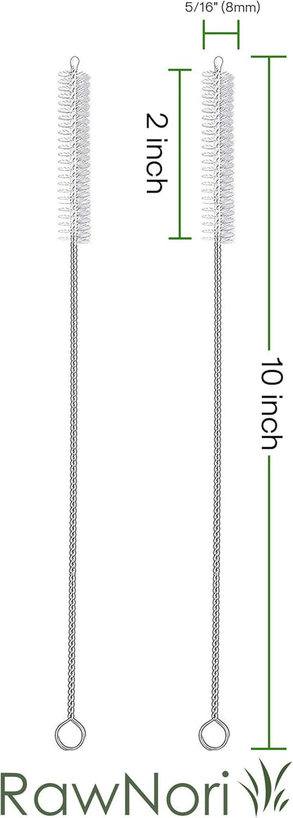 2 Drinking Straw Cleaning Brush Long - Bristle Cleaner for Stainless Steel Drink Straws Heavy Duty Brushes for Washing Glass Silicone Metal Straws Tea Pot Spout Mini Micro Bottle