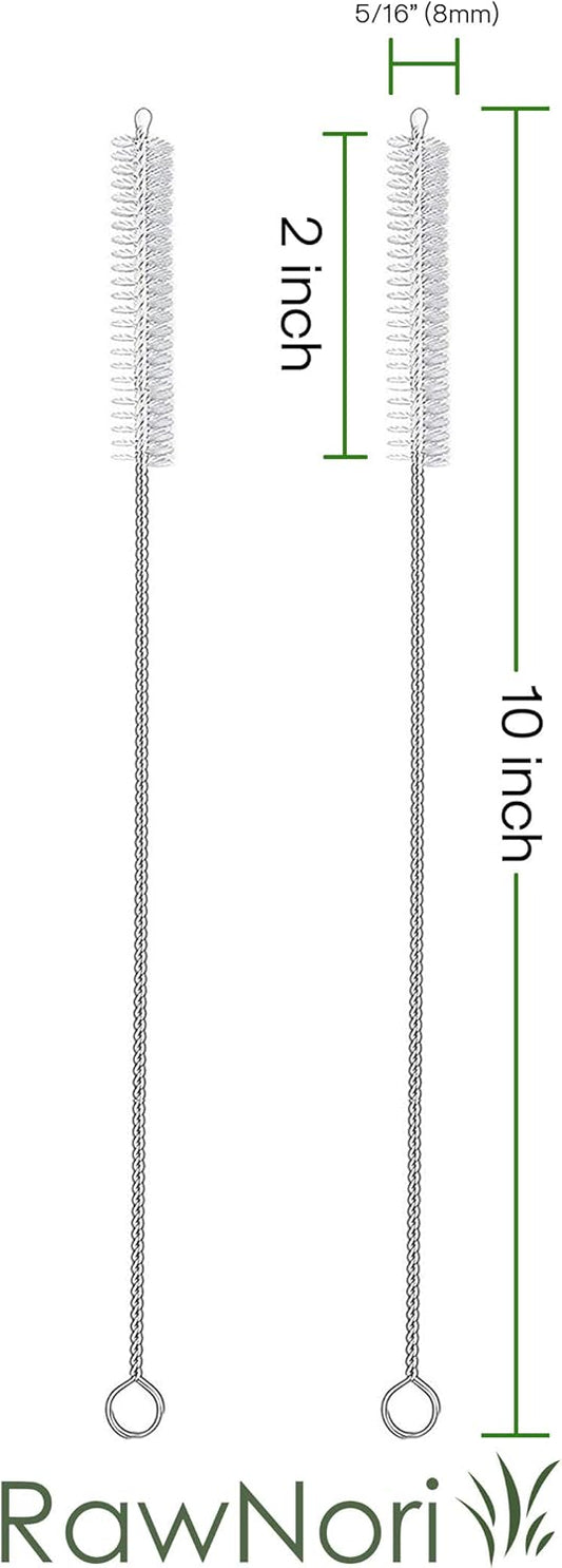2 Drinking Straw Cleaning Brush Long - Bristle Cleaner for Stainless Steel Drink Straws Heavy Duty Brushes for Washing Glass Silicone Metal Straws Tea Pot Spout Mini Micro Bottle