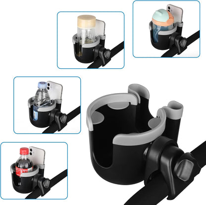Accmor Stroller Cup Holder with Phone Holder, Bike Cup Holder, Universal Cup Holder for Uppababy Nuna Doona Strollers, 2-in-1 Cup Holder for Walker, Wheelchair, Scooter - Colors A