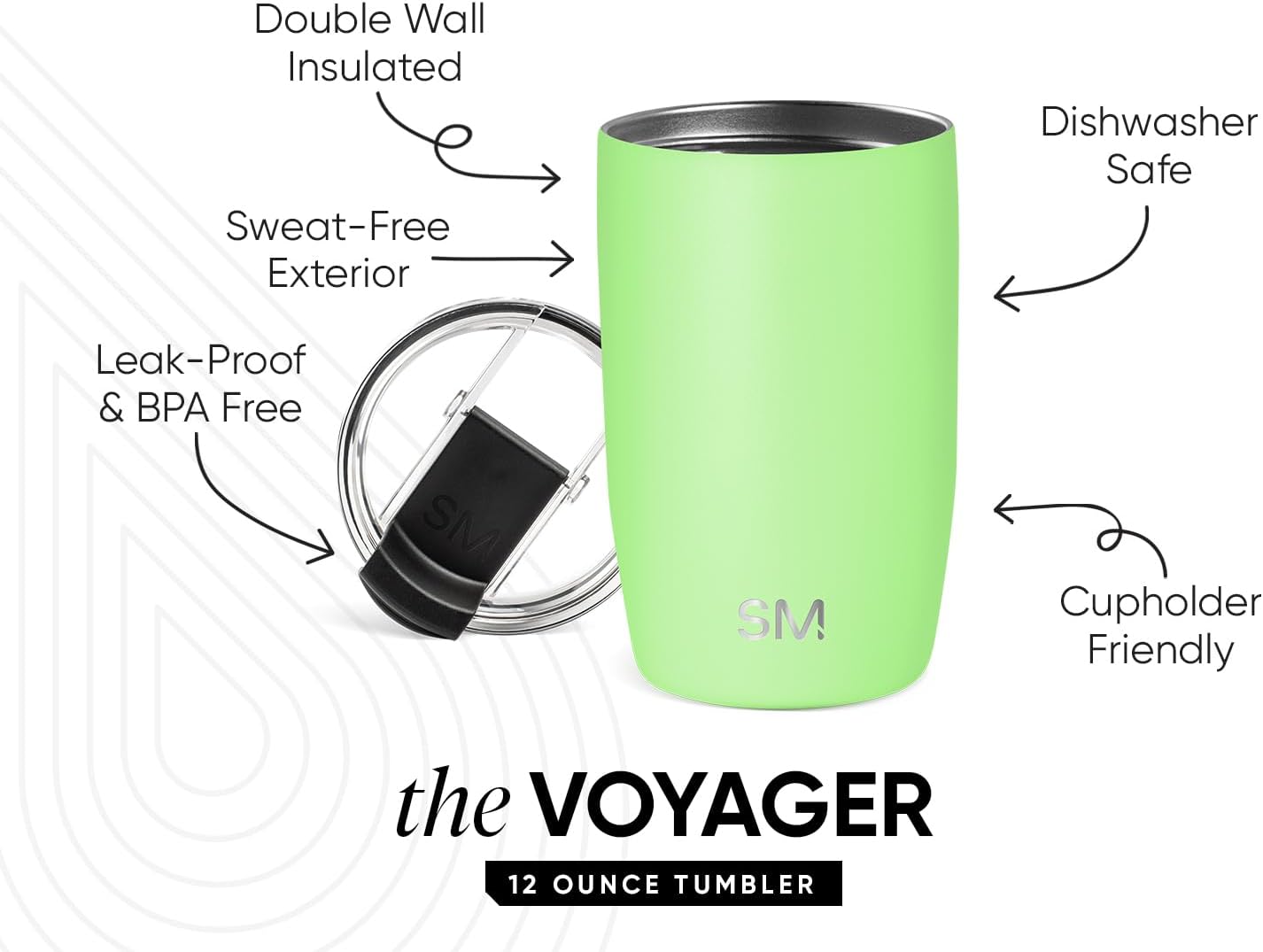 Simple Modern Voyager Tumbler with Flip Lid | Travel Coffee Mug | Insulated Stainless Steel Cold Brew Iced or Hot Coffee Cup | Gifts for Women Men Her Him | 16oz, Almond Birch