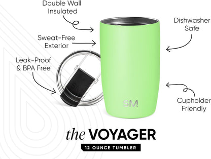 Simple Modern Voyager Tumbler with Flip Lid | Travel Coffee Mug | Insulated Stainless Steel Cold Brew Iced or Hot Coffee Cup | Gifts for Women Men Her Him | 16oz, Almond Birch