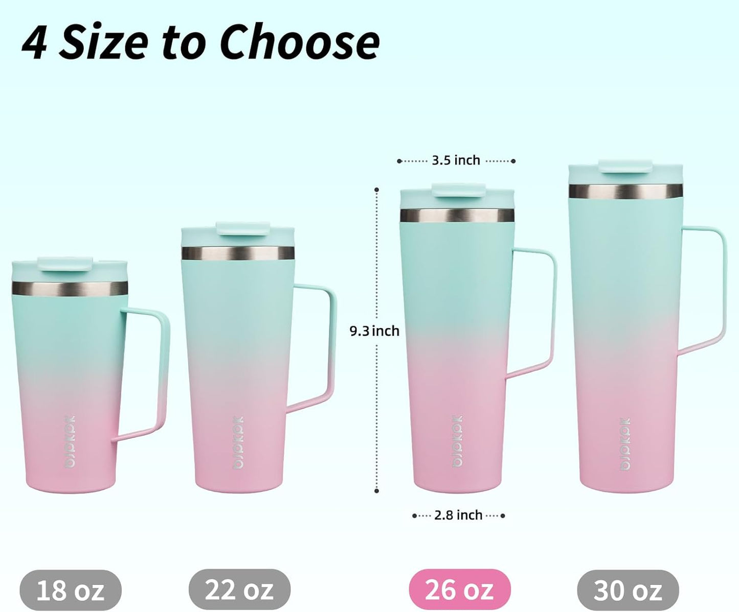 BJPKPK Insulated Tumbler with Handle, 18oz Insulated Tumblers with Lid and Straw, Stainless Steel Metal Water Bottles, Coffee Travel Mugs, Cups, Marshmallow