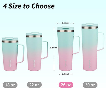 BJPKPK Insulated Tumbler with Handle, 18oz Insulated Tumblers with Lid and Straw, Stainless Steel Metal Water Bottles, Coffee Travel Mugs, Cups, Marshmallow
