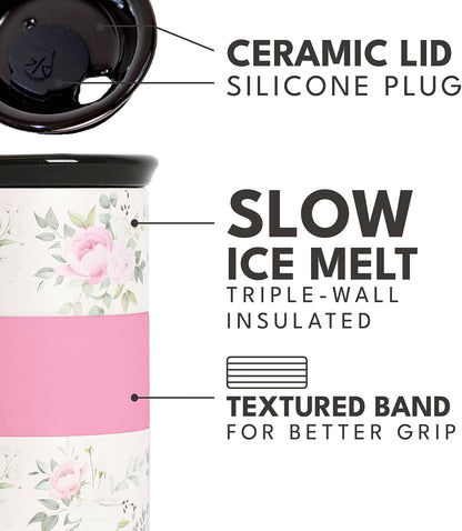 Elemental Artisan Insulated Tumbler, Triple Wall Coffee Travel Mug, Reusable Stainless Steel Coffee Tumbler with Ceramic Lid, Thermal Coffee Cups for Hot (6 Hrs) & Cold (18 Hrs), 16oz - Forest Green