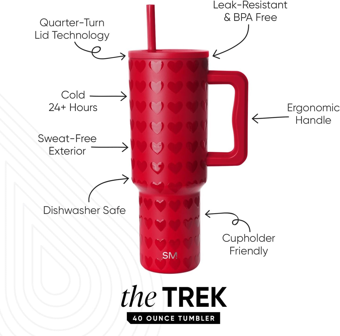 Simple Modern 40 oz Trek Tumbler with Handle and Straw Lid | Cup Holder Friendly Insulated Stainless Steel Travel Mug | Sea Glass Sage - Colors C