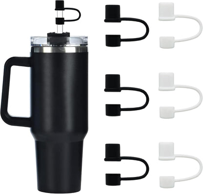 6PCS Silicone Straw Covers Cap Compatible with Stanley Cup 30&40oz Tumbler with Handle 10mm Straw Toppers，Straw Tips Lids Dust-Proof Reusable for Stanley Cup Accessories (White)