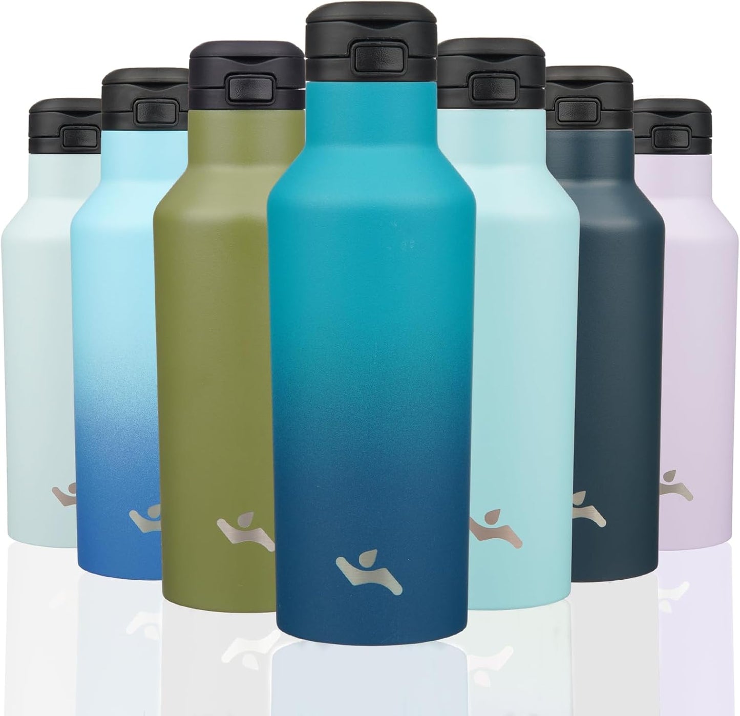 Konokyo Insulated Water Bottle with Straw,25 OZ Double Wall Vacuum Stainless Steel Water Flask with 2 Lids,Black