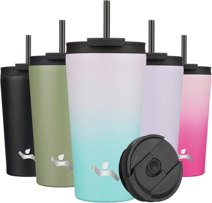 Konokyo 30 OZ Insulated Tumbler with Lid and 2 Straws Stainless Steel Water Bottle Vacuum Travel Mug Coffee Cup,Pastel Sunset