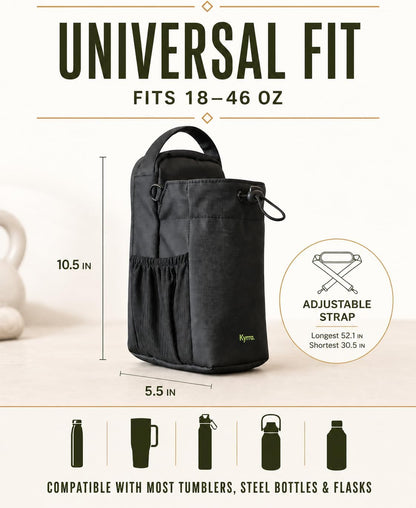 kyrra. Magnetic Gym Bag with Water Bottle Holder Crossbody Bag Strong Magnetic Attachment Fits 40oz Bottles Phone Pocket & Bonus Pouch Gym Accessories for Men and Women
