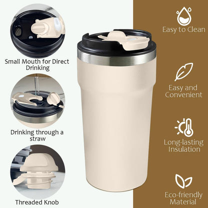 SPLMIFA Travel Coffee Mug Leak-Proof, Reusable Coffee Cups with Lids, Stainless Steel Vacuum Insulated Coffee Tumblers, Thermal Insulation Cup for Men and Women Hot & Cold Drinks(2nd-Green Pink, 12OZ)