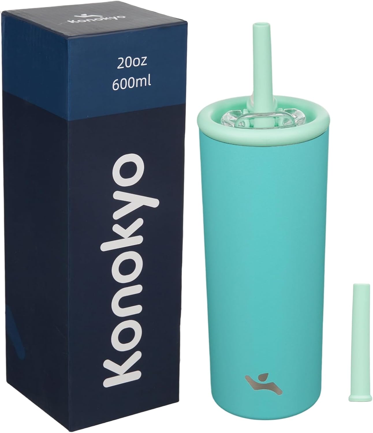 Konokyo 25oz Insulated Tumbler with Lid and Straw, Reusable Iced Coffee Cup with Lid, Travel Coffee Mug, BPA-Free, Leak-Proof and Durable, Oasis