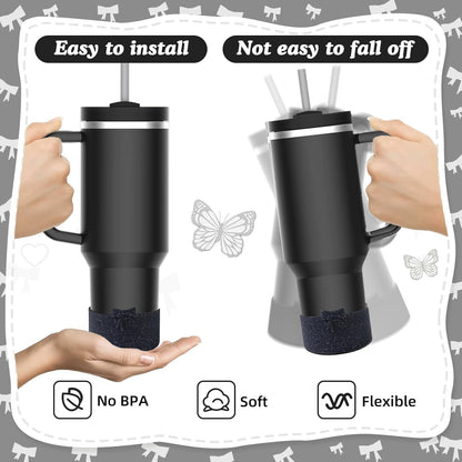 2PCS Bow Silicone Boot for Stanley Quencher Tumbler 30oz 40oz & IceFlow 20oz 30oz& Hydro Flask Water Bottle 12-24 oz Protective Bottom Sleeve Cover for Stanley Cup Accessories& Owala 24oz
