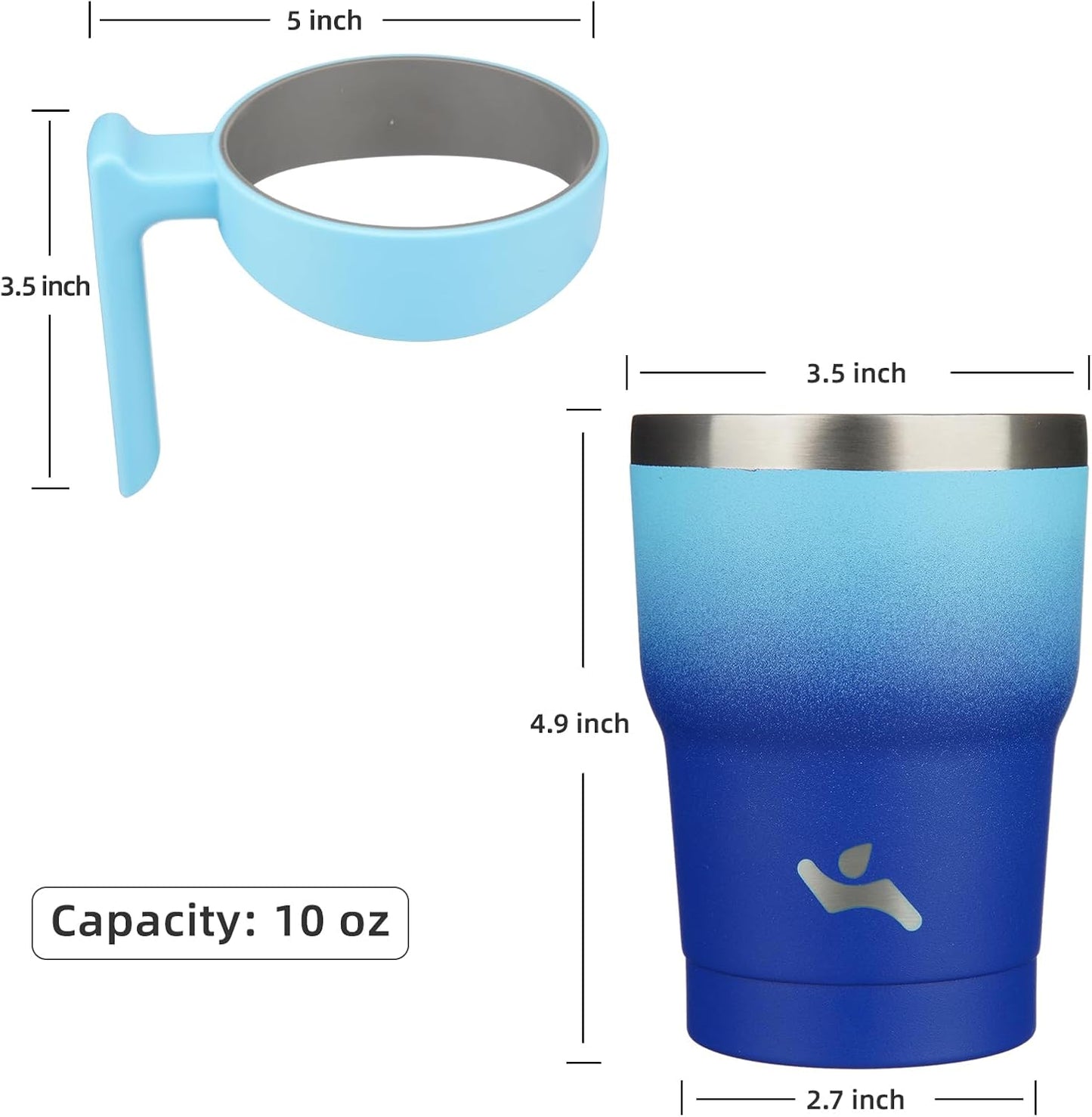Konokyo 20 oz Tumbler with Handle and 2 Straw 2 Lid, Insulated Water Bottle Stainless Steel Vacuum Cup Reusable Travel Mug,Black