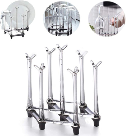 Marbrasse Retractable Cup Drying Rack, Drinking Glass and Sports Bottle Drainer Stand, Plastic Bag Dryer with Non-Slip Bottom for Kitchen Countertop