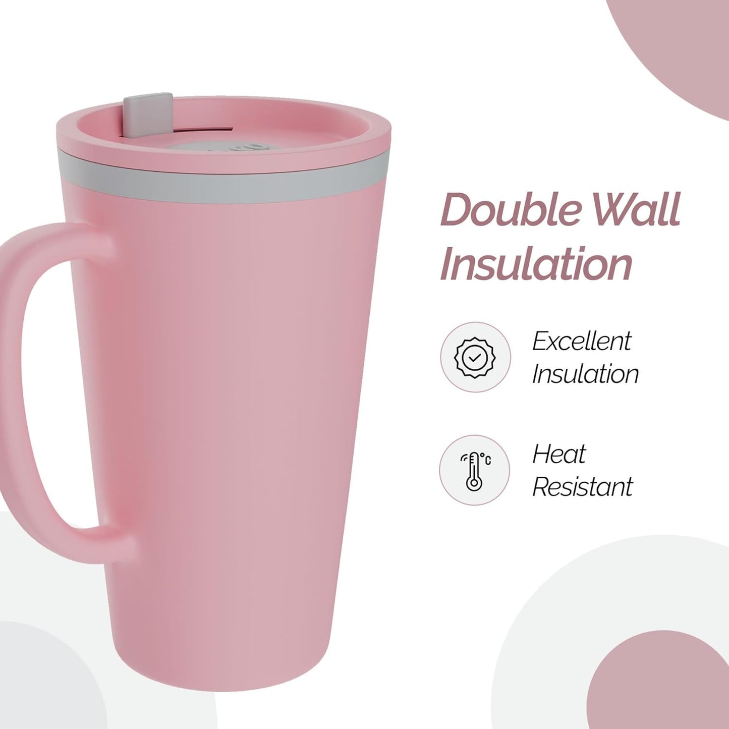 Copco Cone Desk Mug, 16 oz (Set of 2) - Double Wall Insulated Mugs with Handle, Reusable Tumbler Set with Twist-Off Spill Resistant Lid, BPA-Free, Microwave & Dishwasher Safe (Orange/Mustard)