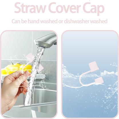 6PCS Silicone Straw Covers Cap Compatible with Stanley Cup 30-40 oz Tumbler with Handle 10mm Straw Toppers，Dust-Proof Reusable Straw Cover for Stanley Cup Accessories (Black)