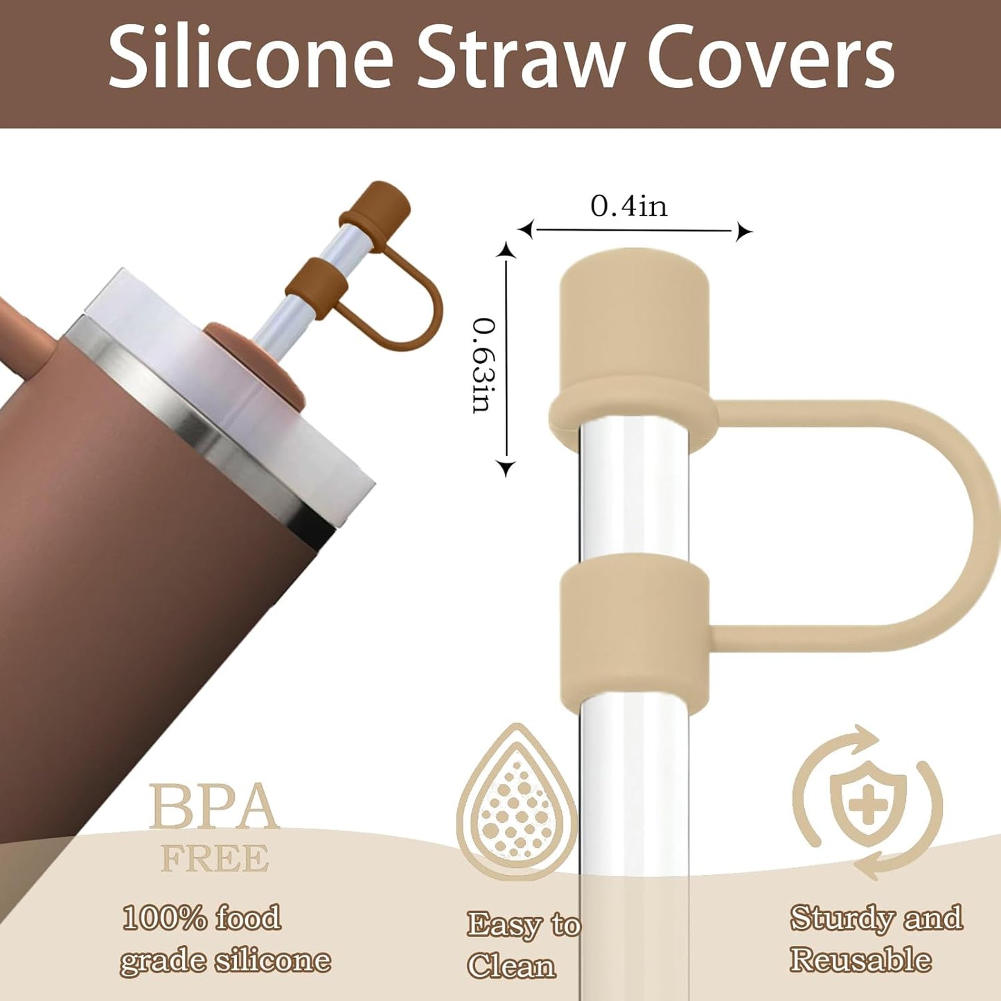 6PCS Silicone Straw Covers Caps Compatible with Stanley 30&40 Oz Tumbler Accessories Simple Straw Toppers Reusable Caps for Stanley Cup 10mm 0.4in Straws (Colorful 1)