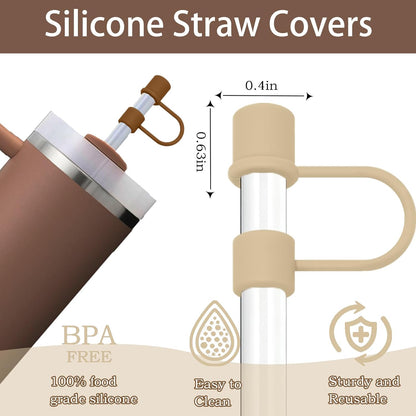 6PCS Silicone Straw Covers Caps Compatible with Stanley 30&40 Oz Tumbler Accessories Simple Straw Toppers Reusable Caps for Stanley Cup 10mm 0.4in Straws (Colorful 1)