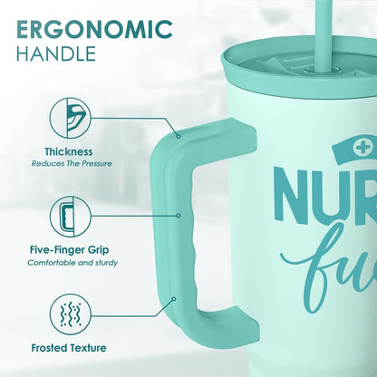 Floral Tumbler with Handle 40oz, Stainless Steel Insulated Tumblers Coffee Travel Mug Cup with Straw, Flower Coffee Cup Gifts for Women Girls, Gift for Her on Christmas Birthday Mothers Day