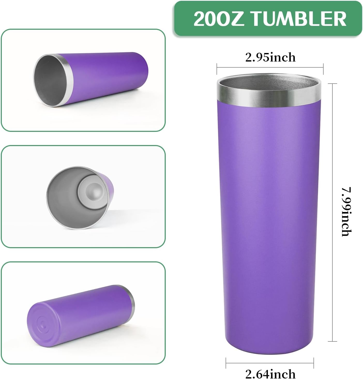 20 oz Skinny Tumblers with Lid and Straw,Stainless Steel Vacuum Insulated Tumbler Cup Double Wall Travel Coffee Mug, Thermal Water Tumbler for Hot and Cold Drinks(Rose Gold,1)