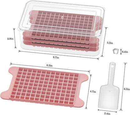Mini Ice Cube Tray for Freezer: GGUW Nugget Ice Cube Tray with Bin - Crushed Ice Tray Making 4×117 PCS Icecube - Easy Release Iced Maker Trays